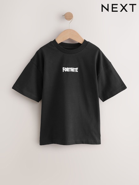 Black Fortnite Print Short Sleeved T-Shirt (4-16yrs) (F82311) | AED76 - AED91