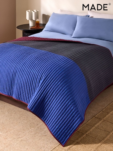MADE.COM Navy Imleda Quilted Cotton Bedspread (F82328) | €122 - €190