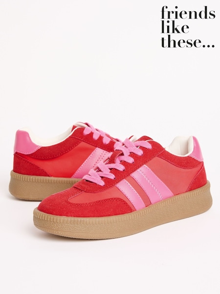 Vermelho Rosa - Friends Like These Lace-Up Retro Gumsole Sports Trainers (F82384) | R$ 345