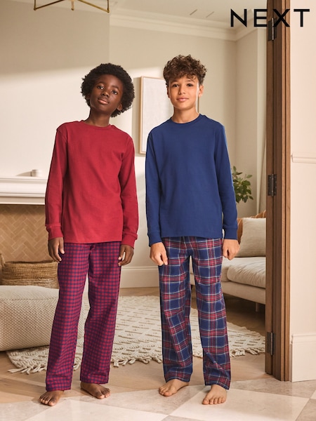 Red/Blue Long Sleeve Woven Check Pyjamas 2 Pack (3-16yrs) (F82391) | R$ 255 - R$ 325