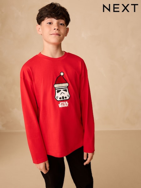 Red Star Wars Long Sleeve Christmas T-Shirt (3-16yrs) (F82412) | 69 QAR - 84 QAR