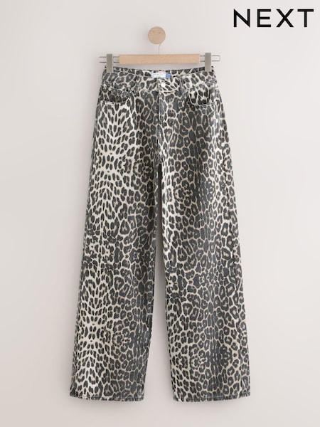Leopard Print Hourglass Wide Leg 100% Cotton Jeans (F82417) | €59.50