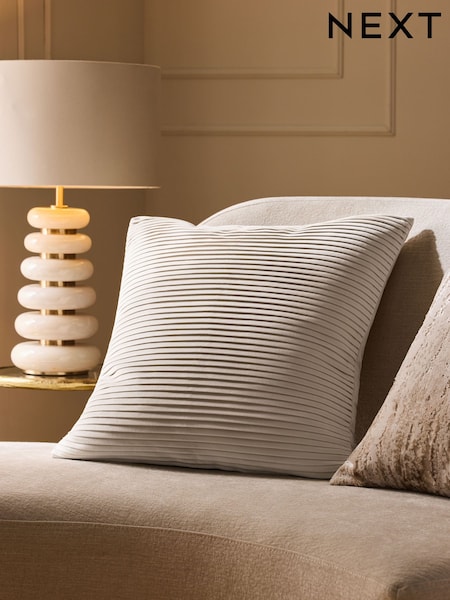Light Natural 50 x 50cm Velvet Pleat Cushion (F82517) | 88 QAR