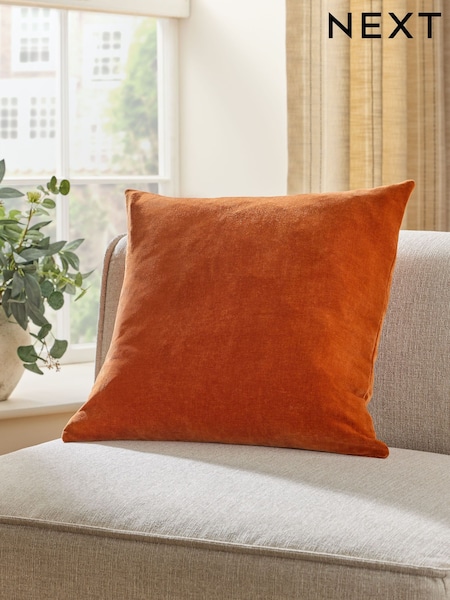 Orange Loxley Velvet 50 x 50cm Knife Edge Cushion (F82523) | 73 QAR