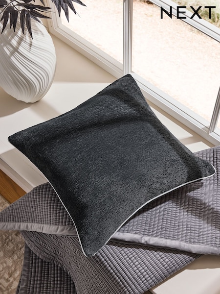 Charcoal Grey 50 x 50cm Boucle Chenille Textured Cushion (F82527) | 98 QAR