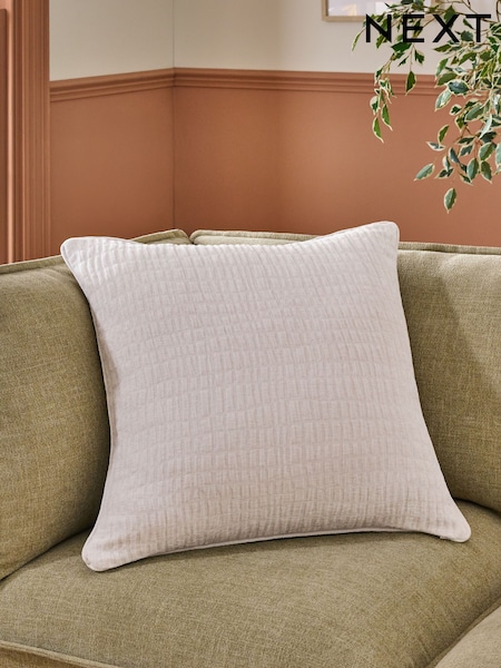 Ivory Textured Chenille 59 x 59cm Cushion (F82531) | 88 QAR