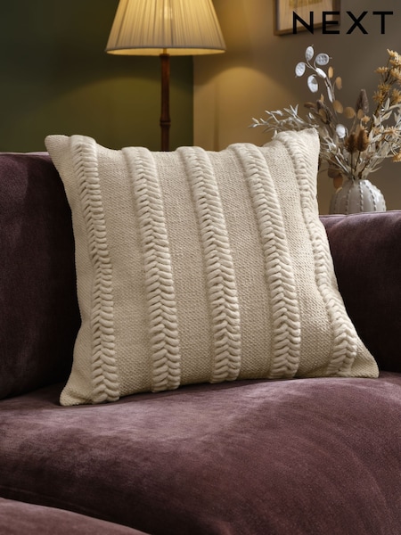 Natural 59 x 59cm Woven Chevron Cushion (F82536) | 167 QAR