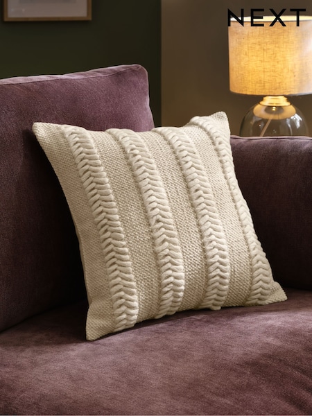 Natural 43 x 43cm Woven Chevron Cushion (F82538) | 98 QAR