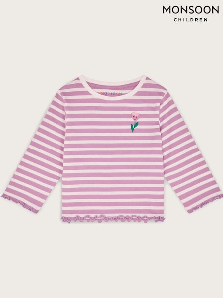 Monsoon Purple 100% Cotton Tulip Stripe Top (F82908) | AED114 - AED142