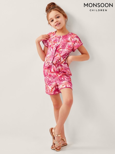 Monsoon Pink Birds Of Paradise Short Sleeve Playsuit (F82923) | €29 - €34