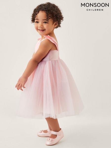 Monsoon Pink Baby Angel Wing Sleeve Tulle Dress (F82930) | €58 - €61