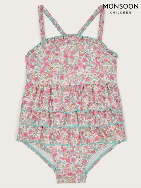Monsoon Pink Baby Ditsy Floral Print Frilly Swimsuit (F82932) | kr257 - kr286