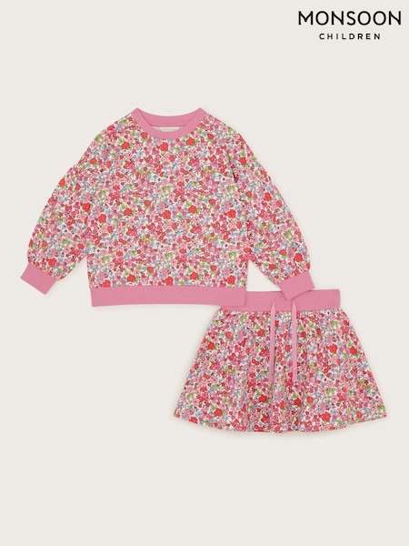 Monsoon Pink Ditsy Floral Sweatshirt and Skort Set (F82935) | €35 - €41
