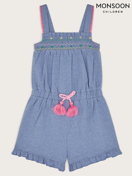 Monsoon Blue Embroidered Jersey Playsuit (F82946) | kr357 - kr414