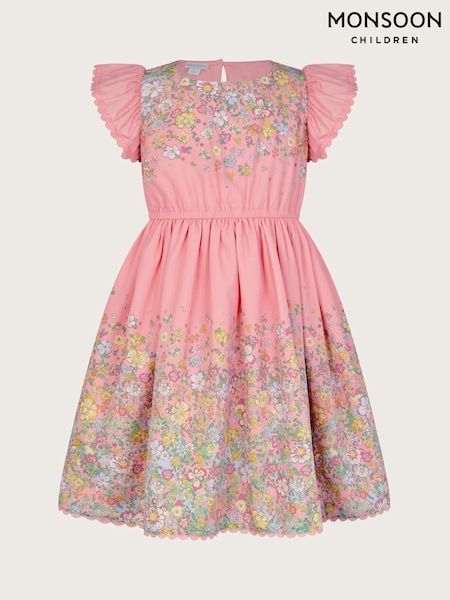 Monsoon Pink Floral Print Frill Sleeve Dress (F82950) | 129 QAR - 148 QAR