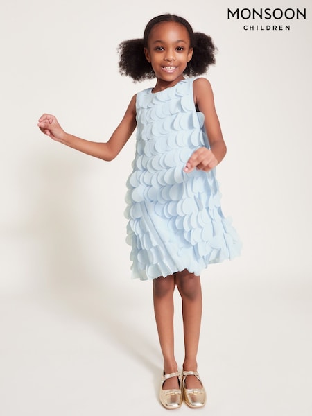 Monsoon Blue Jazzy Scallop Frill Shift Dress (F82960) | AED341 - AED412