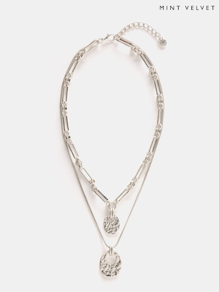 Mint Velvet Silver Tone Layered Necklace (F83034) | €50