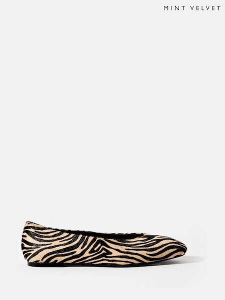 Mint Velvet Cream Codi Neutral Zebra Print Pumps (F83042) | €140