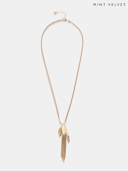 Mint Velvet Gold Tone Floral Print Pendant Necklace (F83044) | €53