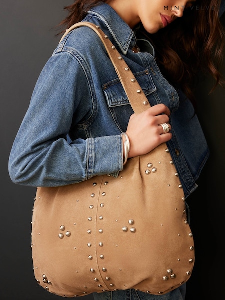 Mint Velvet Cream Bella Studded Bag (F83047) | $245