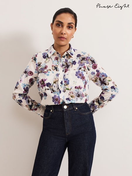 Phase Eight White/Multi Petite Maddelena 100% Cotton Shirt (F83138) | 4,506 UAH