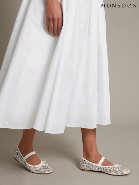 Monsoon Adia Diamante Mesh Ballet Flats (F83140) | €87