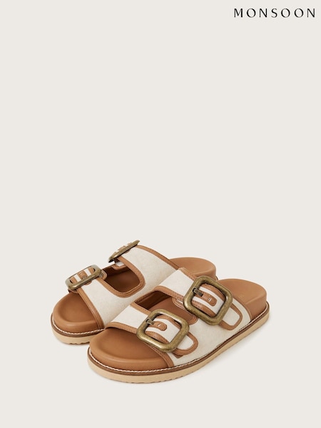 Monsoon Brown Wendy Double Strap Buckle Sandals (F83142) | ₪297