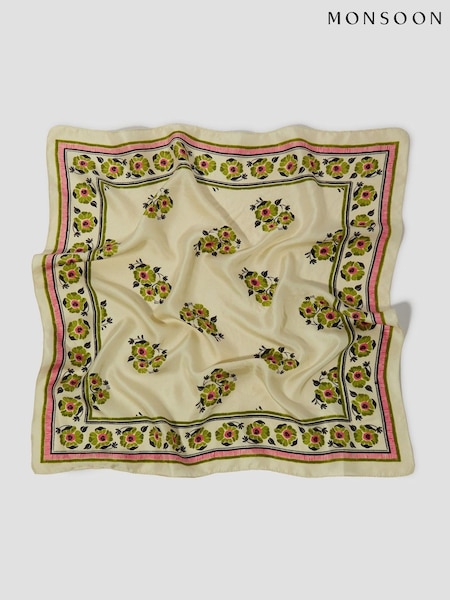 Monsoon Louisa Floral Silk Square Scarf (F83149) | kr530