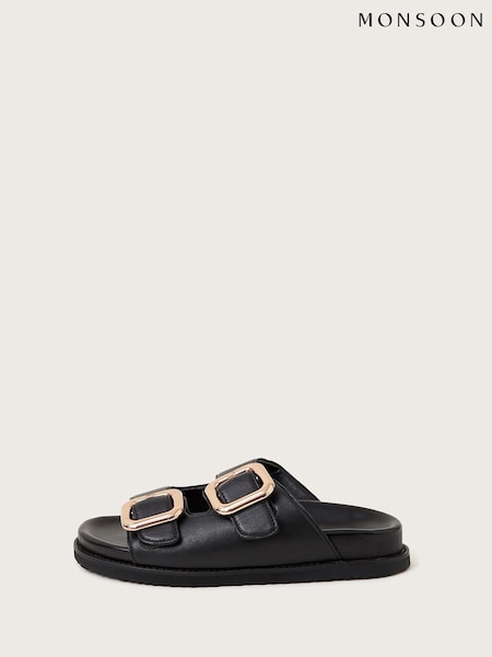 Monsoon Black Wendy Double Strap Buckle Sandals (F83151) | ₪297