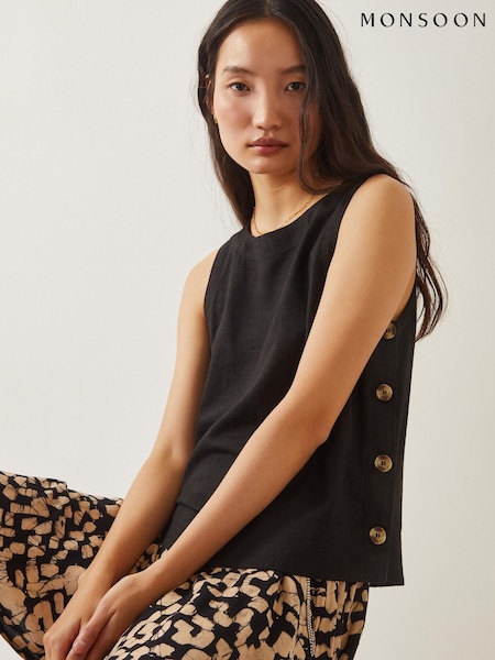 Monsoon Black Lucy Button Tank Top (F83154) | €58