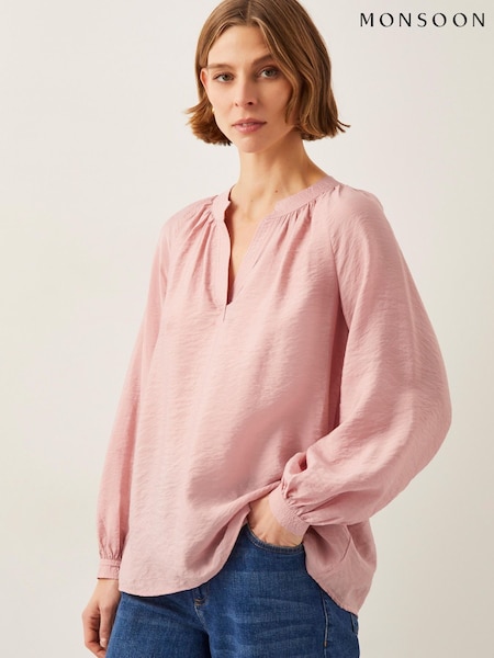 ורוד - Monsoon Aya Long Sleeve Satin Blouse (F83159) | ‏246‏₪