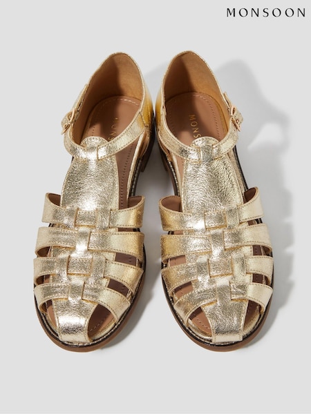 Monsoon Gold Brady Leather Fisherman Sandals (F83166) | ₪327
