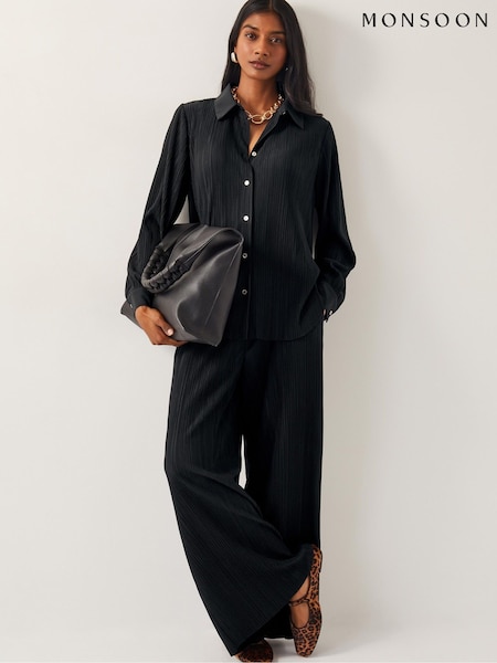 Monsoon Paula Plisse Wide Leg Trousers (F83185) | 287 LEI