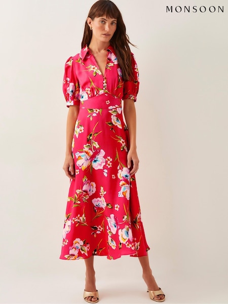 Monsoon Meredith Floral Print Midi Shirt Dress (F83203) | ‏654‏₪