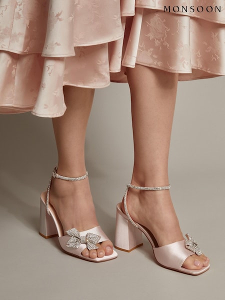 Monsoon Nude Dani Diamante Bow Heeled Sandals (F83216) | R$ 840