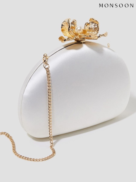 Monsoon Sara Satin Flower Clip Clutch Bag (F83219) | kr1 160