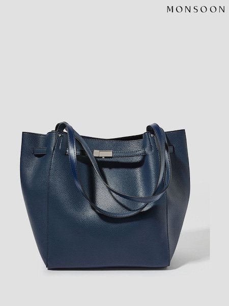 Monsoon Blue Kate Strap Top Faux Leather Tote Bag (F83223) | ₪277