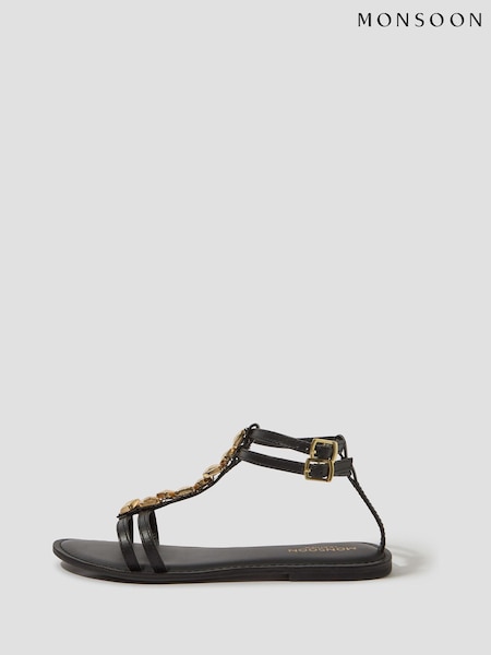 Monsoon Black Simi T-Bar Strappy Sandals (F83237) | ₪226
