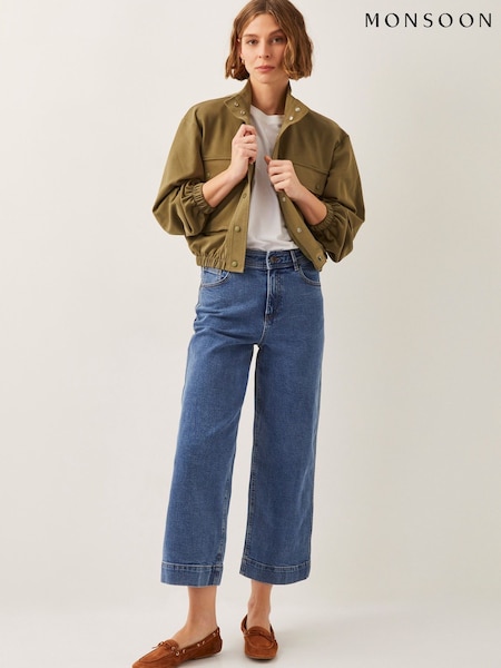 Monsoon Blue Hallie Regular Crop Wide Leg Jeans (F83246) | $82