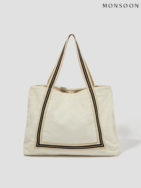 Monsoon Natural Nia Stripe Strap Tote Bag (F83247) | €62