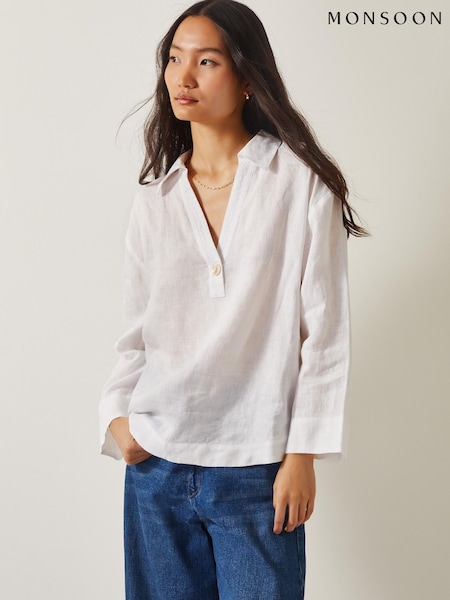 Monsoon White Clover 100% Linen Blouse (F83249) | €69