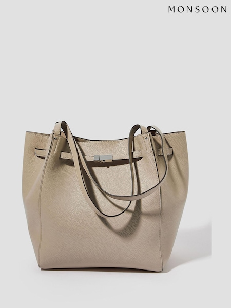 Monsoon Grey Kate Strap Top Faux Leather Tote Bag (F83252) | €69
