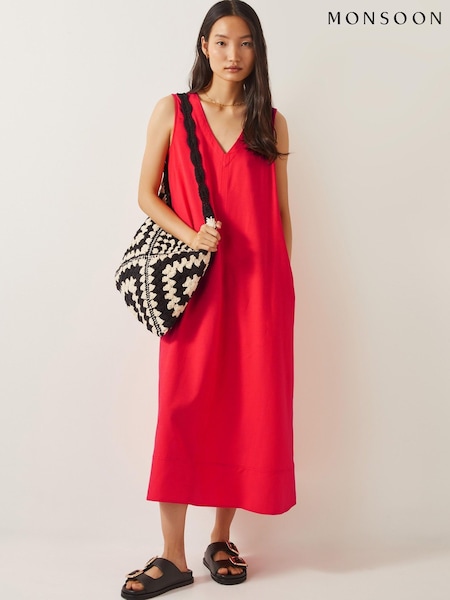 Monsoon Orange Britt Sleeveless A-Line Midi Dress (F83253) | ₪377