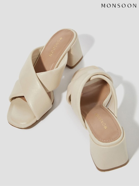 Monsoon Oralia Leather Crossover Mule Heels (F83255) | ‏277‏₪