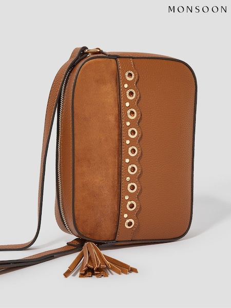 Monsoon Natural Tess Stud Cross-Body Bag (F83267) | ₪196