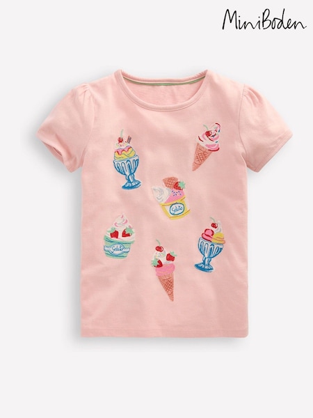 Boden Pink Puff Sleeve Superstitch 100% Cotton Top (F83278) | SGD 37 - SGD 41