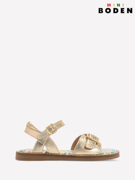 Boden Gold Leather Buckle Sandals (F83304) | kr500 - kr557