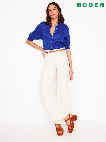 Boden Blue Bea 100% Linen Top (F83353) | €96
