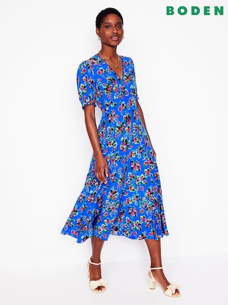 Boden Blue Rosie Godet Tea Dress (F83355) | AZN 341