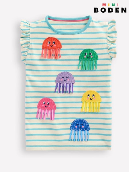 Boden Blue Jellyfish Flutter Short Sleeve 100% Cotton T-Shirt (F83394) | €29 - €33